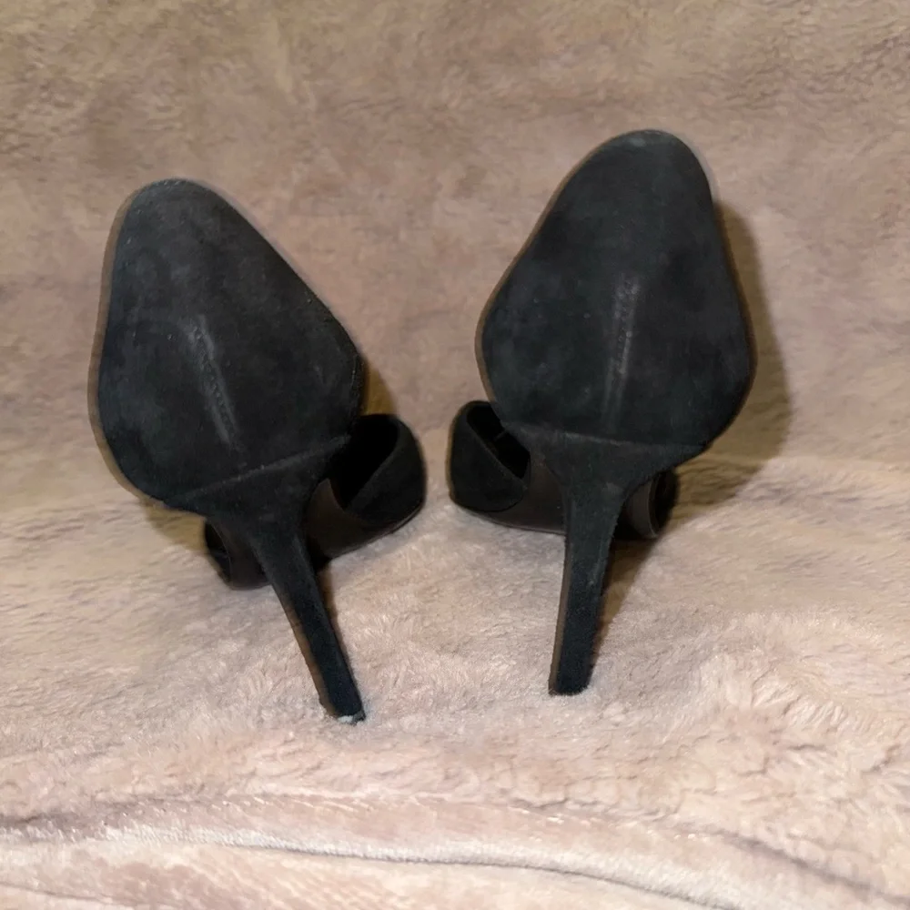 Saint Laurent Paris Black Suede D’Orsay Pointed Toe Stiletto Heels | Designer - Picture 7 of 10